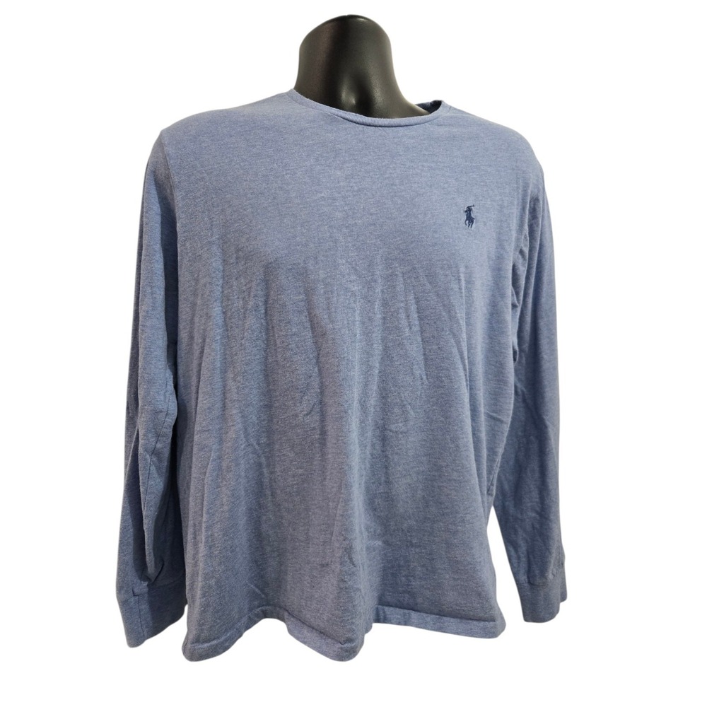 Custom Fit Polo Ralph‎ Lauren Long Sleeve T-Shirt Men's Medium Heather Dark Blue